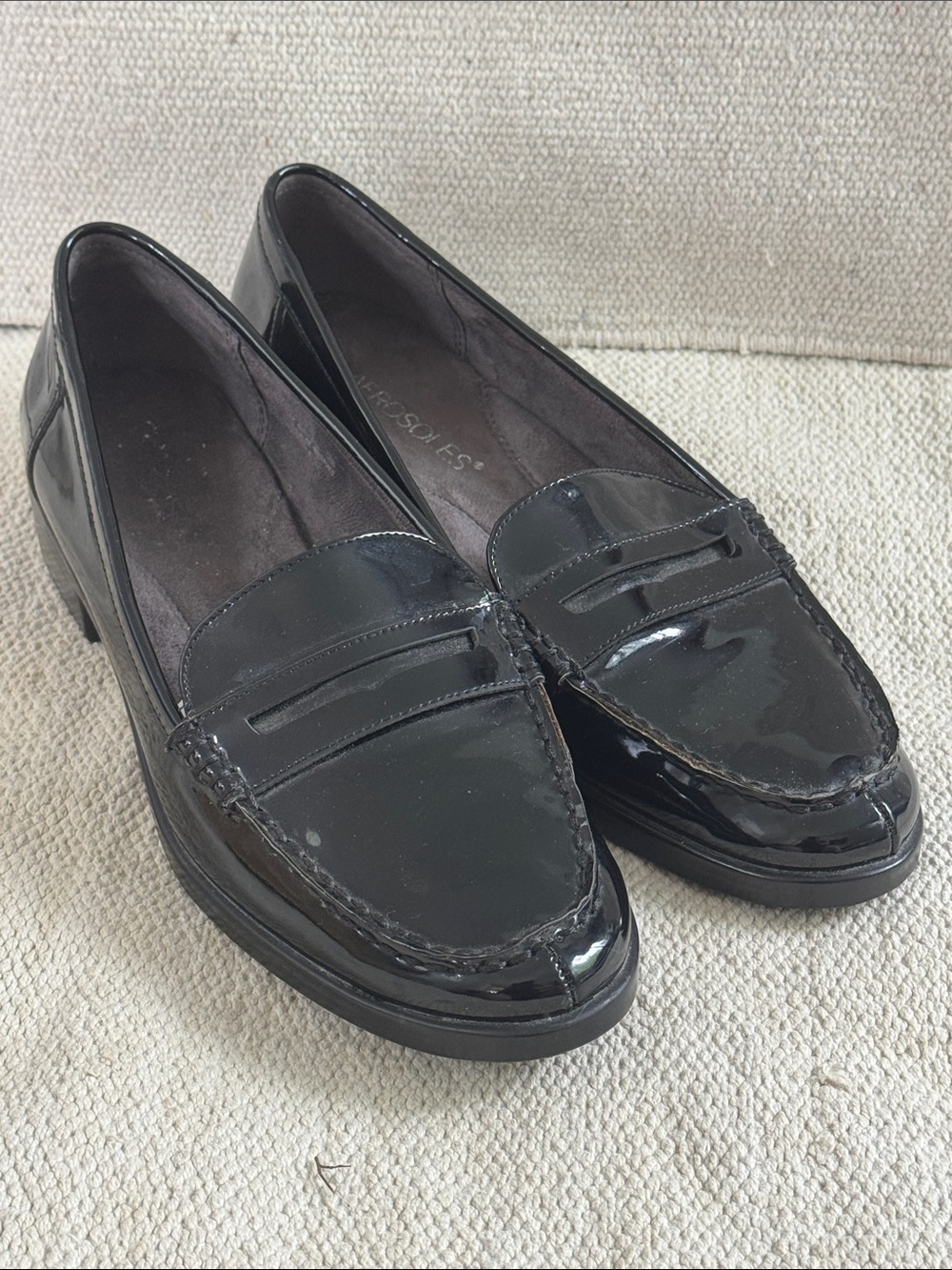 Aerosoles wm’s 8 1/2 Black Patent Leather Slip-On Loafers eur 6 1/2